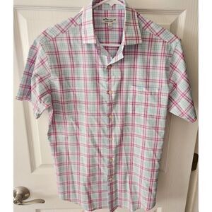 Peter Millar Summer Comfort Mens Plaid Button Down Shirt Size S Short Sleeve